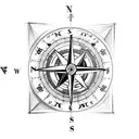 A compass and map themed tattoo with a realistic loupe overlay, symbolizing the client's passion for exploration and discovery tattoo design idea