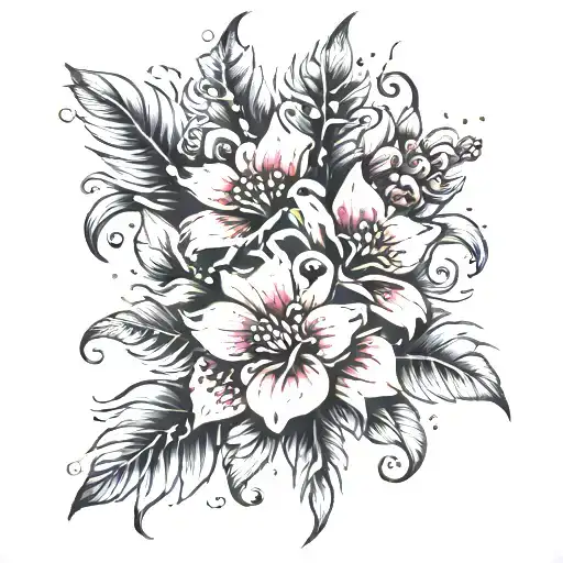 flowers popping out of the spine tattoo tattoo design idea
