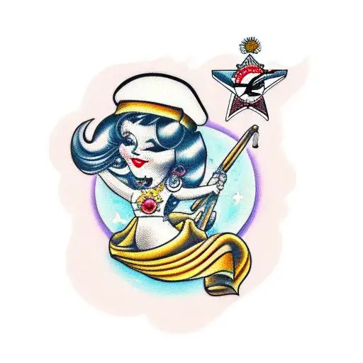 margarida com o nome Pentagon tattoo design idea