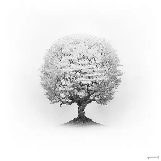 memorial tree tattoo design idea
