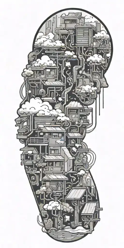 rainy tokyo cyberpunk tattoo design idea