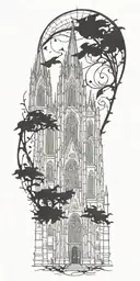 cologne cathedral surrounded by dark tattoo design idea