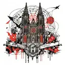 cologne cathedral and sacred geometry tattoo design idea