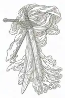 sword with silk scarf tattoo design idea
