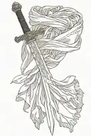 sword with silk scarf tattoo design idea
