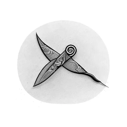 A boomerang morphing into a paintbrush tattoo design idea