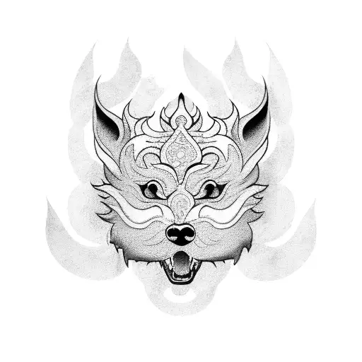 A boomerang foo dog tattoo design idea