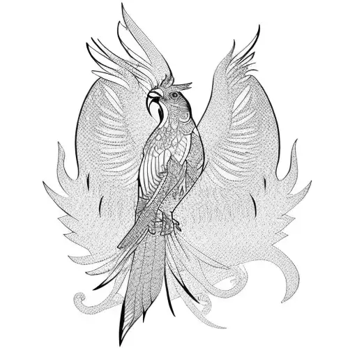 phoenix bird, intricately detailed, beautiful line work tattoo design idea