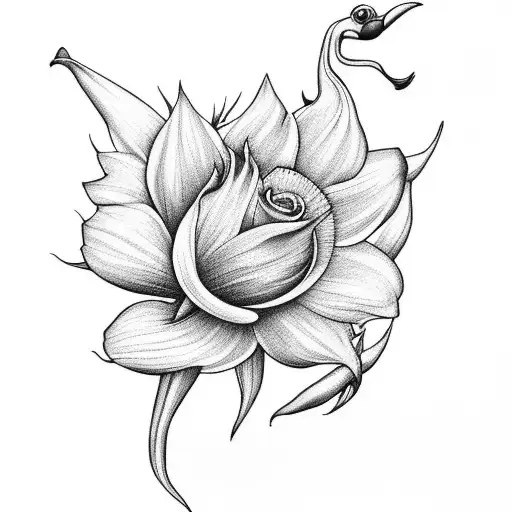 rose, bird of paradise, shamrock, thistle, daffodil, sunflower bouquet  tattoo design idea