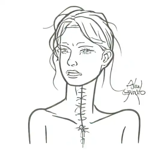 inscription on the neck "ugly" tattoo design idea