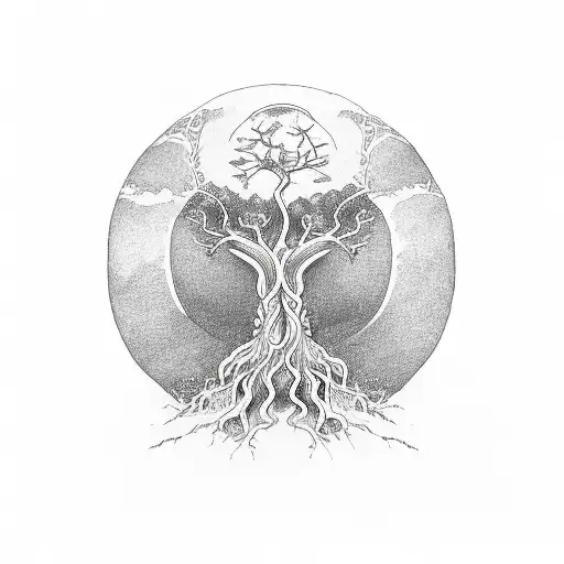 yggdrasil for neck tattoo design idea