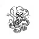 skull and snake tattoo design idea
