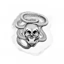 skull and snake tattoo design idea
