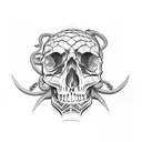 skull and snake tattoo design idea