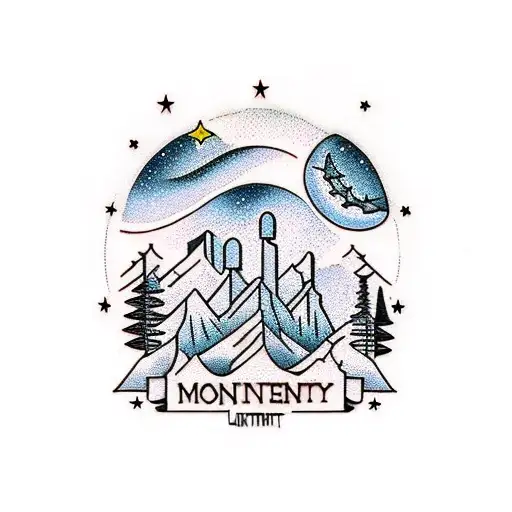 Monument valley under the stars at midnight  tattoo design idea