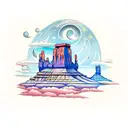 Monument valley under the stars at midnight  tattoo design idea