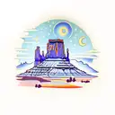 Monument valley under the stars at midnight  tattoo design idea