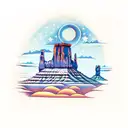 Monument valley under the stars at midnight  tattoo design idea