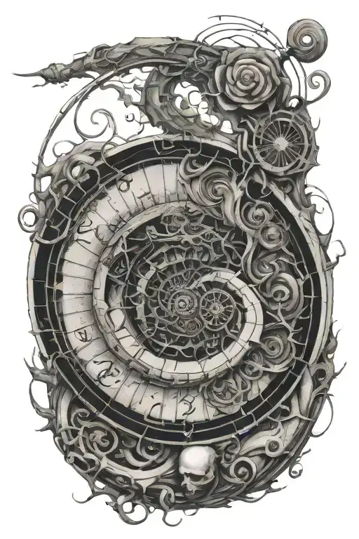 make a sketch for a tattoo in a mystical style fibonacci spiral tattoo design idea