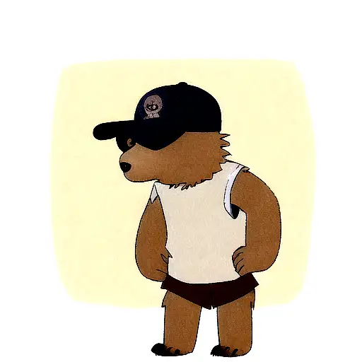 Indian bear with a baseball cap seems confused tattoo design idea