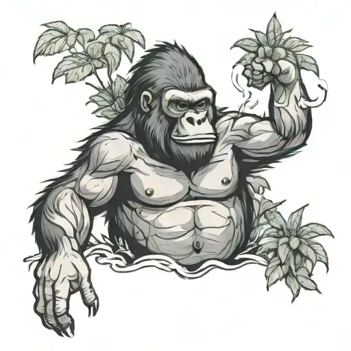 gorilla smoking weed tattoo design idea