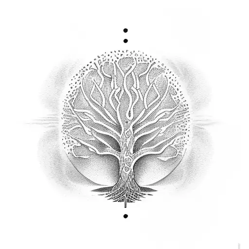 Tree of Life, cross, footprints in the sand tattoo design idea