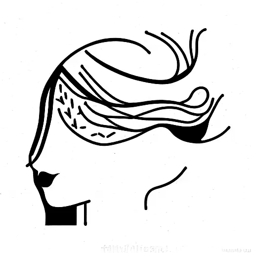 woman side profile blindfolded  tattoo design idea