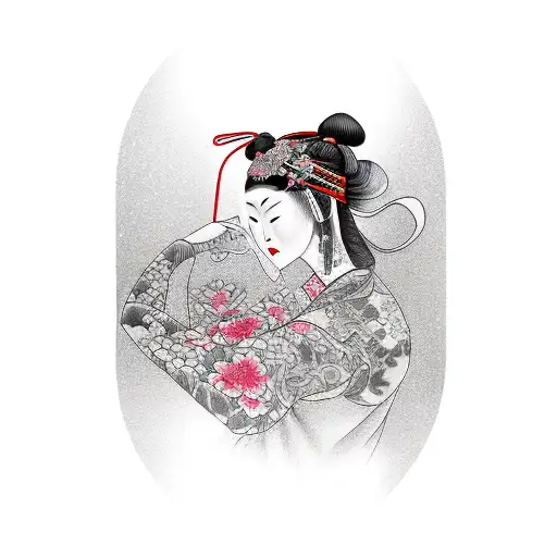 woman side profile blindfolded  tattoo design idea