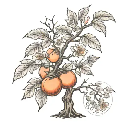 peach tree, half of which is dead tree with creeping, full black and white tattoo tattoo design idea