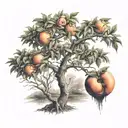 peach tree, half of which is dead tree with creeping tattoo design idea