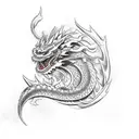 A magnificent traditional Japanese dragon tattoo etched in solid black ink, expertly rendered with intricate complexity. tattoo design idea