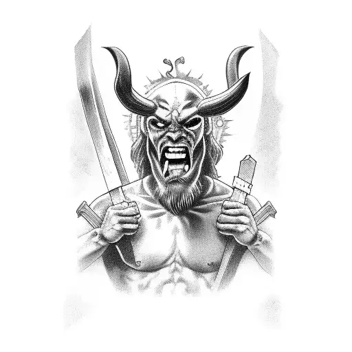devil fighting jesus tattoo design idea