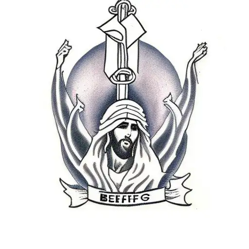 jesus holding the word believe  tattoo design idea