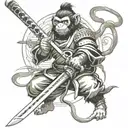 year of the monkey samurai sword tattoo design idea