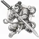 year of the monkey samurai sword tattoo design idea