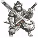 year of the monkey samurai sword tattoo design idea