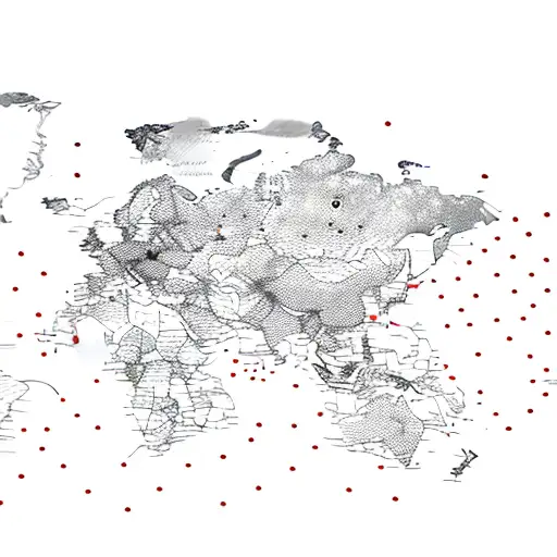 A map of the world with dotted lines connecting the client's most memorable travel routes tattoo design idea