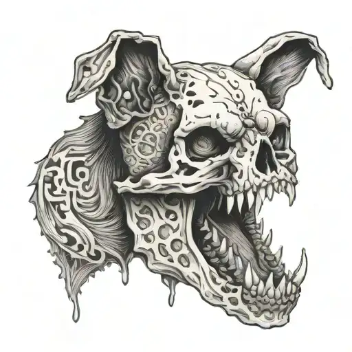 big  dog skull barking fiercely tattoo design idea
