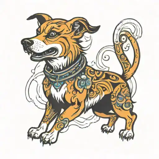 dog barking fiercely tattoo design idea