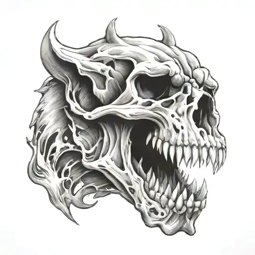 big  dog skull barking fiercely tattoo design idea