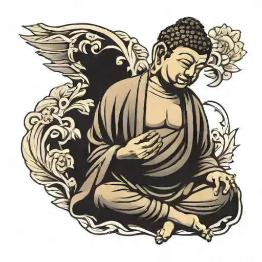 buddha sitting side tattoo design idea