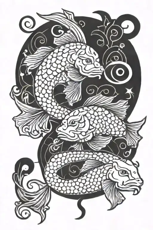 Leo and Pisces zodiac sign tattoo design idea
