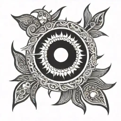 solar eclipse and lunar eclips black shading tribal tattoo design idea