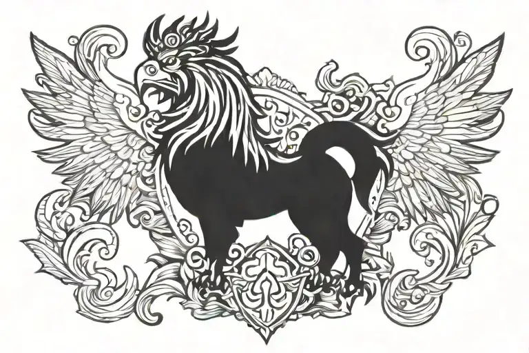 griffon royalty crest tattoo design idea