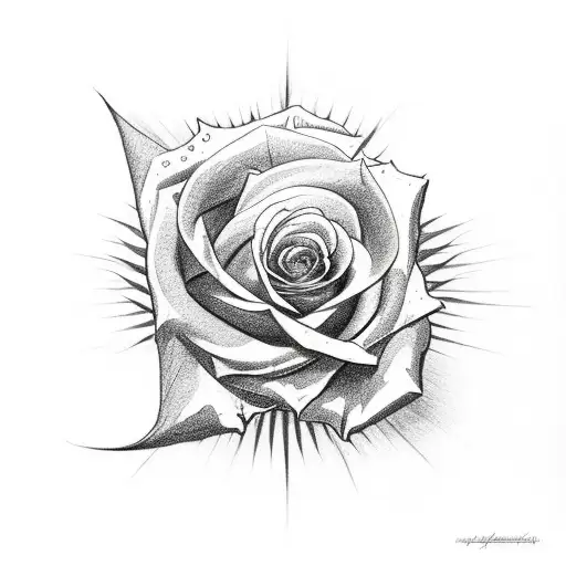 Rose with a sun inside coming out of an open chrysalis-shaped wound  tattoo design idea