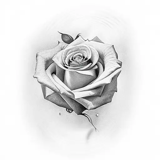 Rose with a sun inside coming out of an open chrysalis-shaped wound inside the chest. tattoo design idea