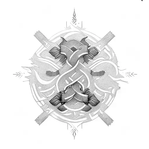 tattoo design in black and white of two paths marked as the pain of regret and the pain of discipline. High r tattoo design idea