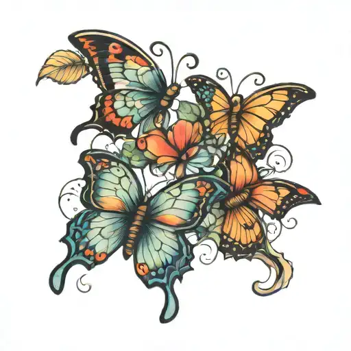 three butterflies for an ankle  tattoo design idea