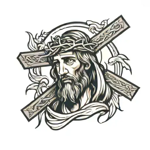 Jesus carrying the cross tattoo design idea