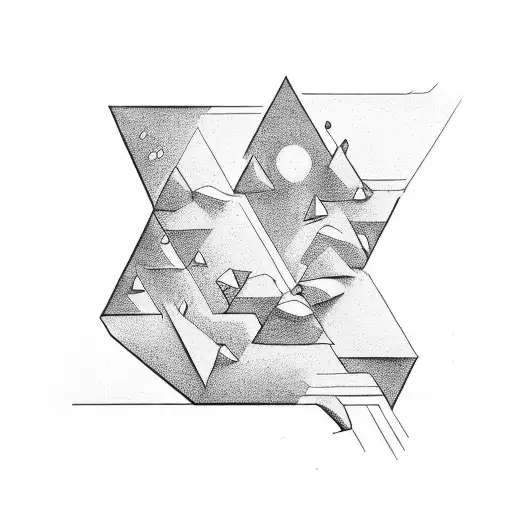 number seven, bricks, sunshine, triangle, rock tattoo design idea